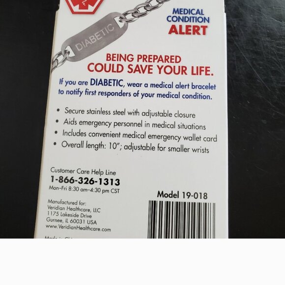 🆕 Diabetic Medical Alert Bracelet, features recognized medical symbol - Picture 6 of 6